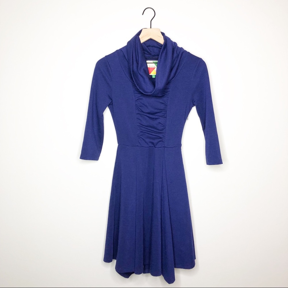 ModCloth | Fervour Navy Cowl Neck A Line Dress
